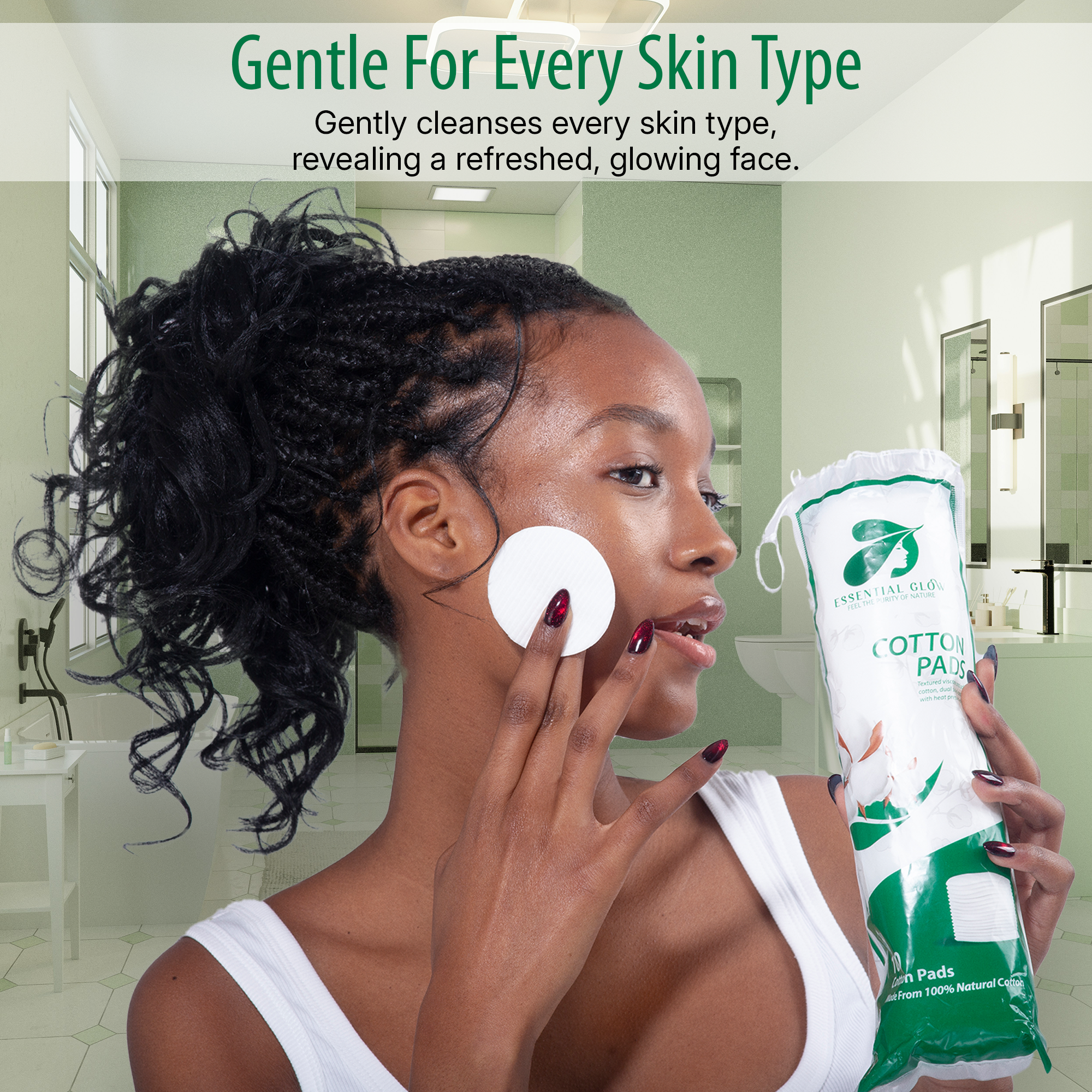 Essential Glow Organic Cotton Pads 100% Natural (Pack of 300)