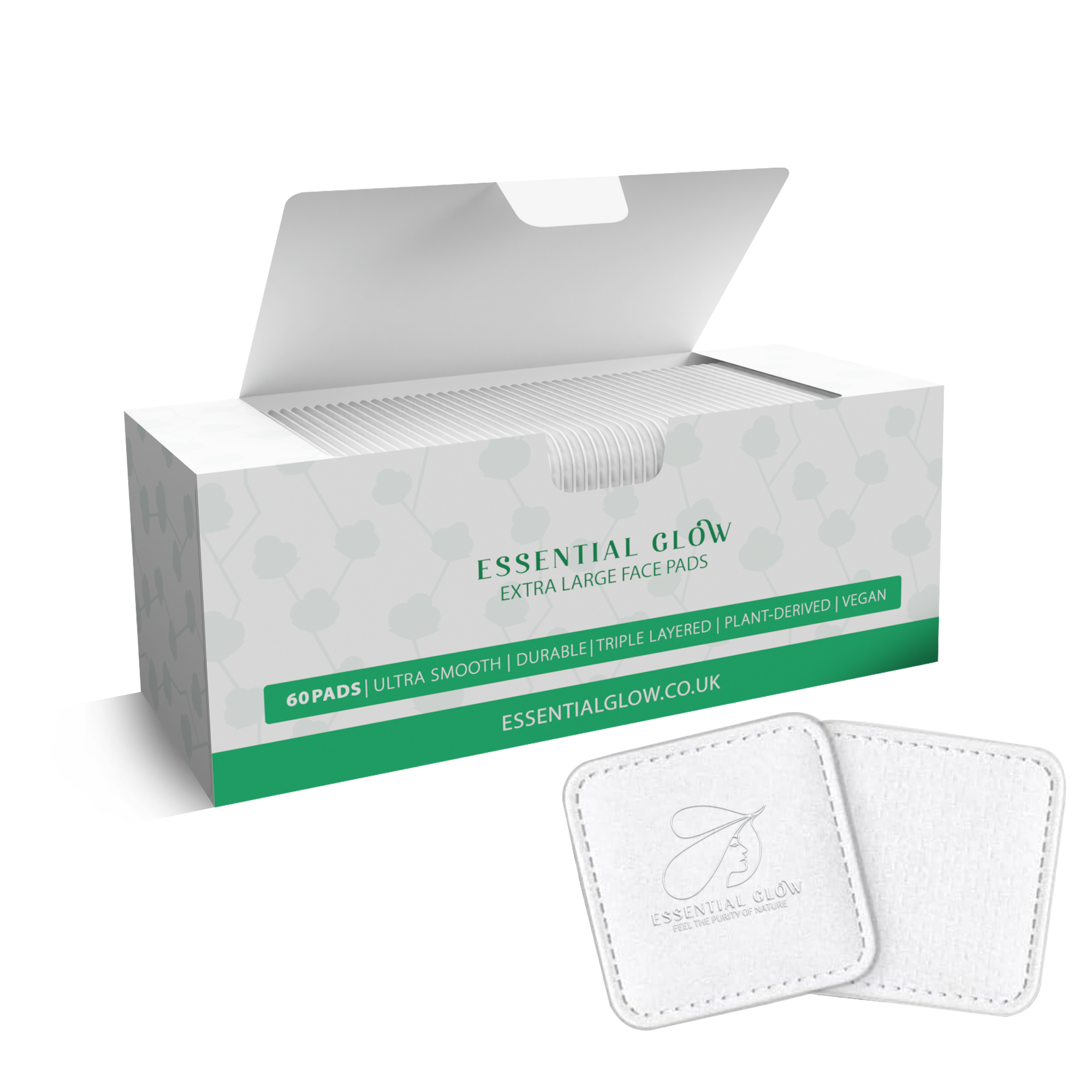 Essential Glow XL Face Pads, Triple Layered, Ultra Smooth, Durable (60 Pads)