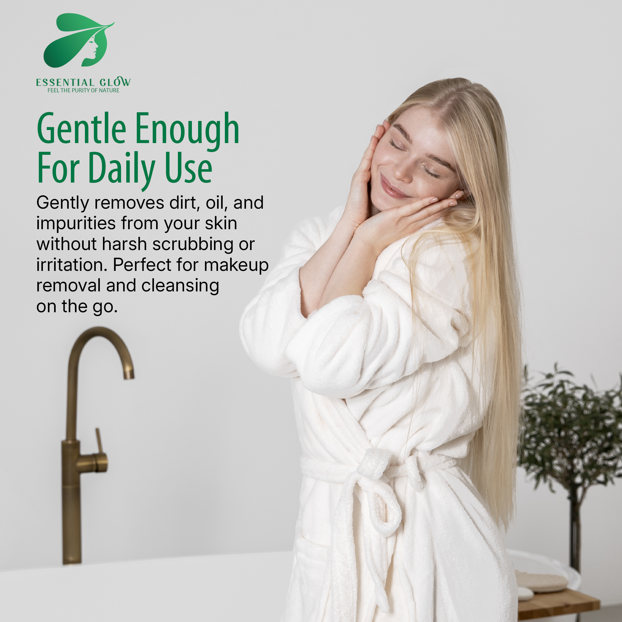 Essential Glow XL Disposable Face Towels, Ultra Smooth, 100% Biobased, 50 Towels