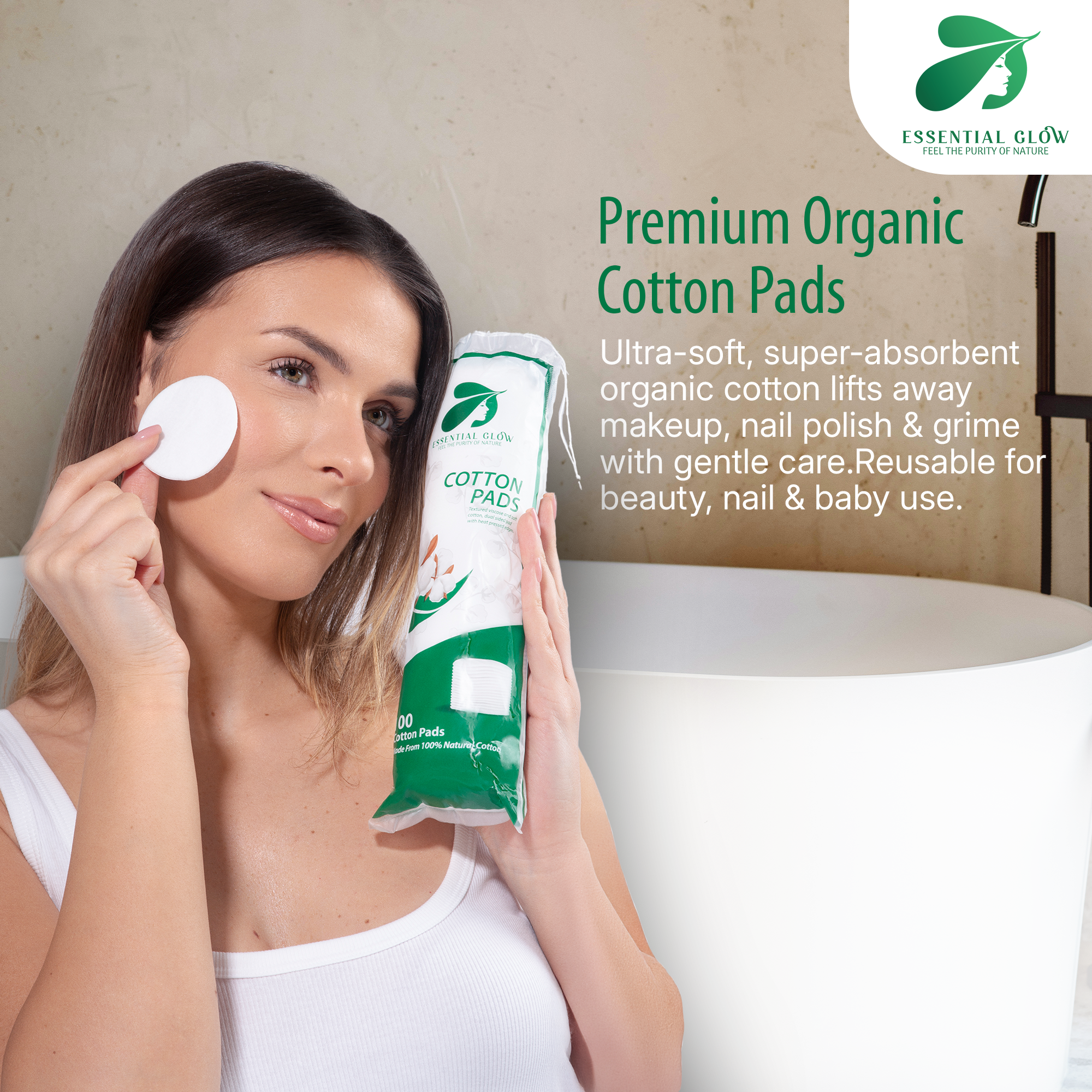 Essential Glow Premium Cotton Pads 100% Natural