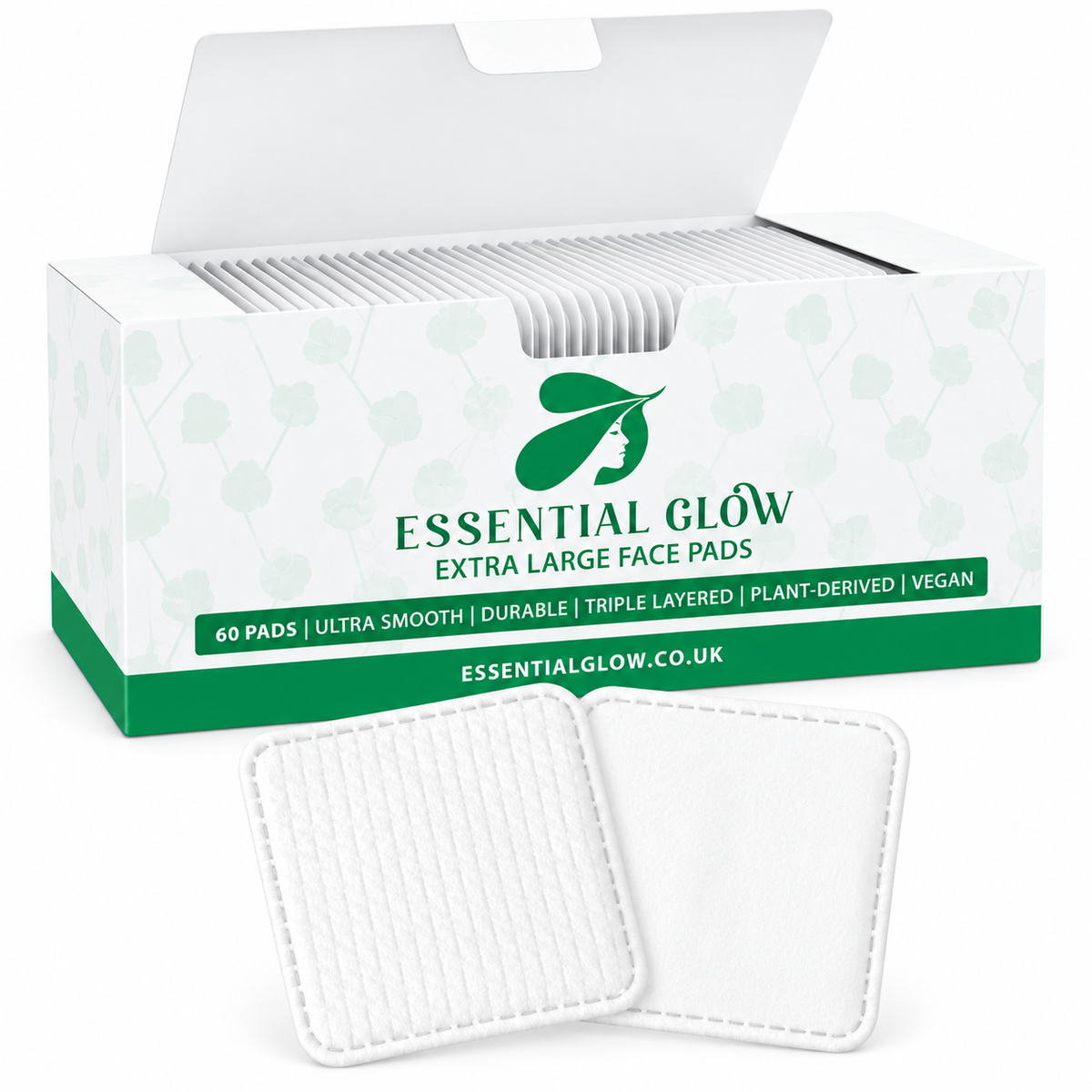 Essential Glow XL Face Pads, Triple Layered, Ultra Smooth, Durable (60 Pads)