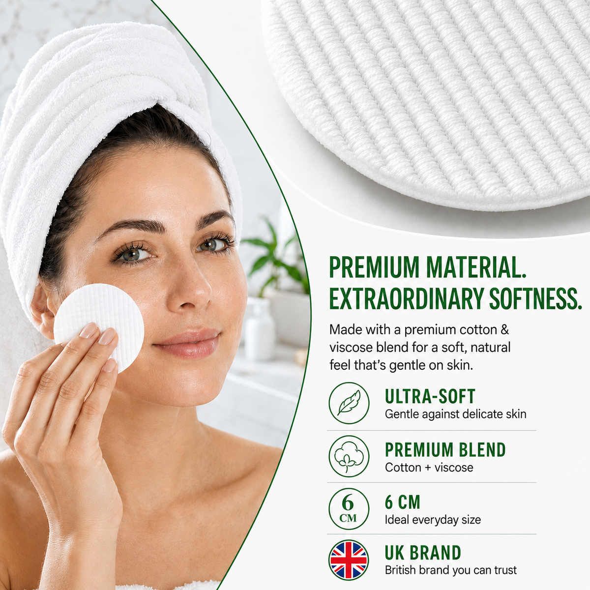 Essential Glow Premium Cotton Pads 100% Natural Organic Blend