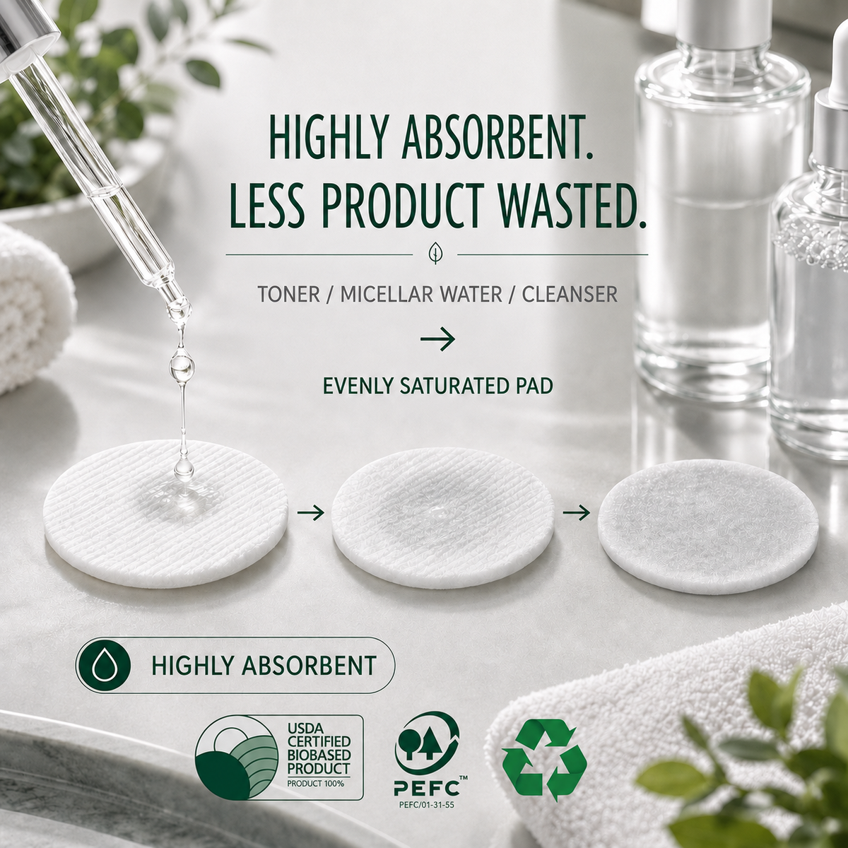 Essential Glow Premium Cotton Pads 100% Natural Organic Blend